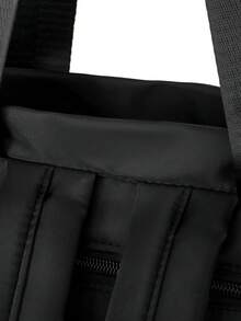Mochila de gran capacidad de unicolor y multifunción para mujer, mochila minimalista casual para estudiantes, bolso de hombro de estilo universitario simple, adecuada para la escuela, la universidad, la escuela secundaria, los desplazamientos, la oficina y otras ocasiones - Negro - Ver 11