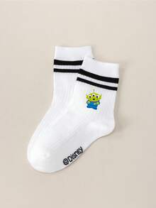 1/5 Pair Disney Toy Story Alien Print Breathable & Comfortable Mid-Calf Socks, Cartoon Character Socks For Boys & Girls, Thin Style For Spring & Summer - Multicolor - View 8