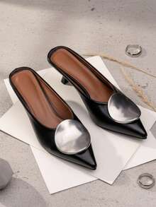 Giày cao gót mũi nhọn có khóa kim loại dành cho nữ. - màu đen - Xem 5