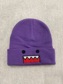 KERESLINA Cute Cartoon Embroidered Knit Beanie Hats, Multi-Color, Warm, Casual, Versatile, Streetwear, Unisex 5V6B - 棕色 - 查看 6