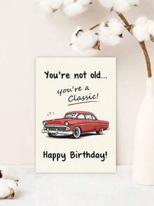 1pc Vintage Classic Car Birthday Card For Him, Retro Birthday Card For Dad, Husband, Grandpa, With Envelope - Multicolor - View 4