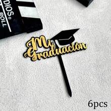 1pc/3pcs/6pcs Gold & Black 2026 Graduation Cake Topper, Suitable For Graduation Theme Party DIY Cake & Dessert Decorations - Multicolor - View 12