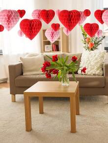 6个/套 - 情人节红色蜂窝心形装饰球，情人节主题纸质蜂窝球，情人节派对装饰蜂窝球，适用于节日、商场、家居、办公室和浪漫装饰。粉色和红色纸质心形蜂窝球，非常适合情人节、生日派对装饰、婚礼派对装饰。 - 彩色 - 查看 8