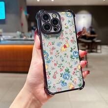 Disney.What Floral Patterned Phone Case With  Winnie The Pooh Showing Friendship And Joy. Compatible With IPhone 17, 16, 15, 14, 13, 12, And 11 Pro Models. Made Of TPU With Shockproof Protection. A Delightful Gift For Loved Ones, Perfect For Birthdays, Holidays, And Special Occasions. - 黑色 - 查看 1
