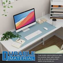 皮革防滑桌垫，大号鼠标垫，防水PU皮革桌面保护垫，键盘电脑垫，书写垫，适用于办公室和家庭，多种尺寸和颜色可选。全覆盖式桌垫，简约风格多功能咖啡桌垫，易于清洁和收纳化妆垫。经典黑白配色。学生学习护眼防眩光办公桌装饰家居装饰。二合一桌垫鼠标垫 - 彩色 - 查看 6