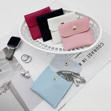 10 قطع أكياس مجوهرات جلد PU عالي الجودة بإغلاق بزر، أساليب عشوائية، أكياس تخزين هدايا للقلائد والخواتم والإكسسوارات