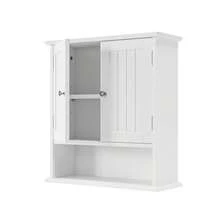 Weißer Wandmontierter Badezimmerschrank, Medizinschrank Mit Doppeltüren Und Verstellbaren Regalen, Badezimmerwandschrank über Dem Badezimmer, Passend Für Wäsche, Küche, Badezimmer, Etc. - White - View 1