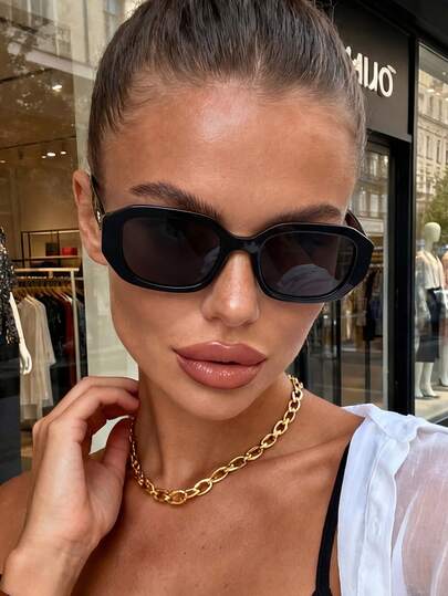 1 par de gafas de sol minimalistas y poligonales de moda unisex, accesorio de moda casual para mujer en verano, accesorio de ropa en otoño/invierno, accesorio de playa, gafas retro de alta gama, regalo de negocios casuales, adecuado para uso diario, playa, vacaciones, caminatas, compras, conducción, fotografía callejera, revistas de moda, desfiles de moda, etc.