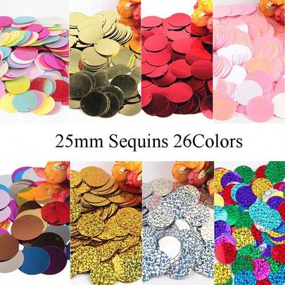 20g 90 pezzi Paillettes piatte e rotonde in PVC da 25mm, più grandi, sciolte, per cucito, matrimonio, artigianato, realizzazione di gioielli, accessori per abbigliamento