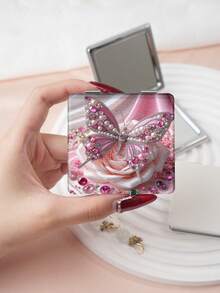 1pc Luxury Butterfly Series Compact Makeup Mirror, Foldable, Ultra-Thin, Portable, PU Leather, Suitable For Various Occasions: Travel, Gatherings, Work, School, Suitable For All Ages - Multicolor - View 15