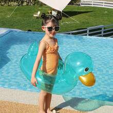 1个充气儿童座椅圈，PVC材质，可爱小鸭造型，适合泳池和海滩使用 - 彩色 - 查看 7