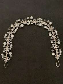 1pc Elegant ABS Plastic Plant-Shaped Headband, Bridal Wedding Hair Accessory, All Season - Silver - View 9