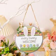 Cross Border New Easter Decoration Listed European And American Countryside Farmhouse Letter Easter Egg Rabbit Wooden Front Door Pendant - Multicolor - View 9