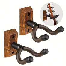 1/2/3pcs-Guitar Wall Mount With Rotating Hooks, Suitable For All Sizes Of Guitars, Zebra Wood Guitar Wall Bracket, Compatible With Acoustic Guitars, Electric Guitars, Electric Basses, Violins, Ukuleles, And Other Instruments - Multicolor - View 11