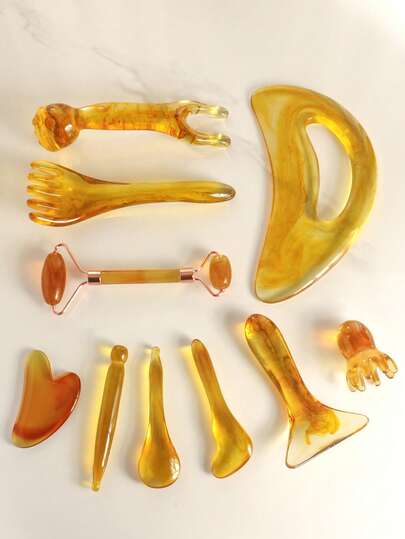 4/5/6/8/10pcs/Set Massage Tool Combo Set, Includes Facial Massage Scraper, Roller, Body Muscle Massage Tools For Relaxation, Meridian Combing, Gua Sha For Back, Chest And Limbs