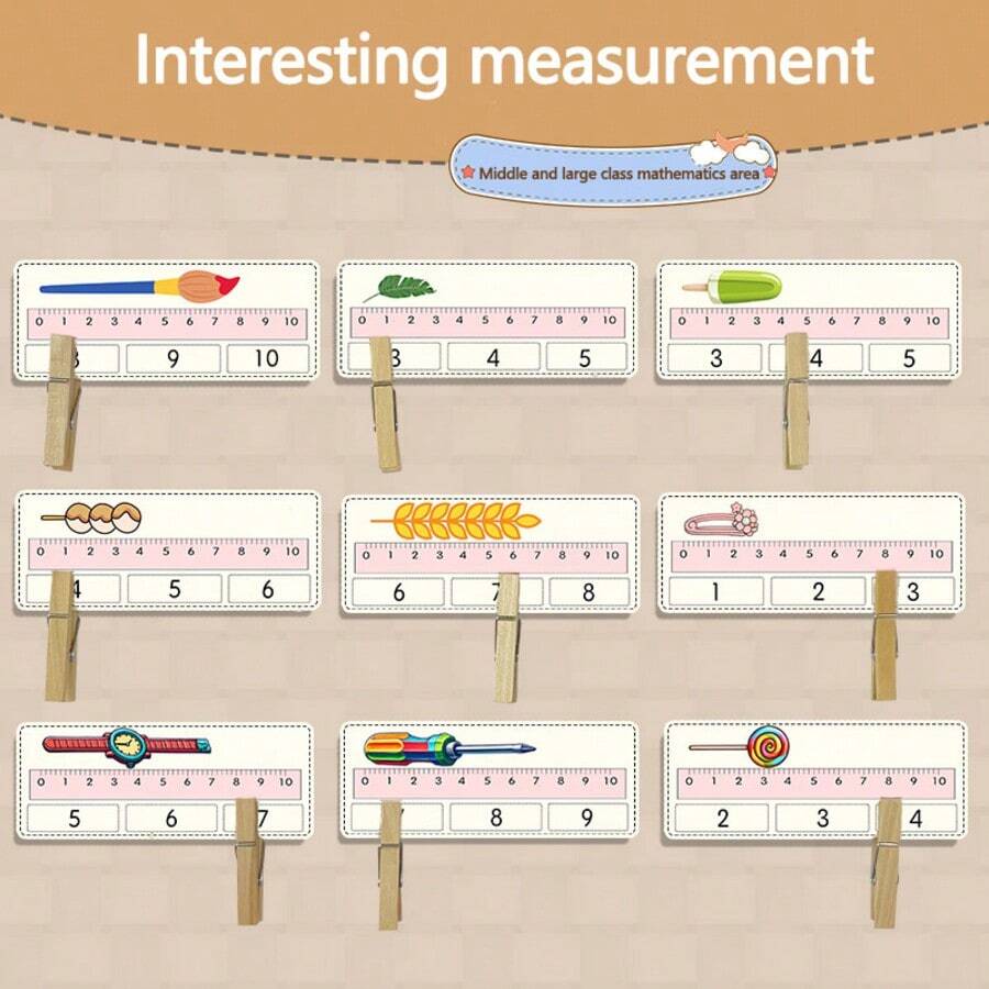 qixi 1 Set Interesting Measuring Ruler For Elementary School & Kindergarten, Math Paper Game Educational Toy, Intellectual Development Model