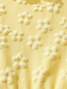 女童圆领前扣泡泡袖公主薄纱连衣裙，休闲连衣裙 - 黃色 - 查看 6