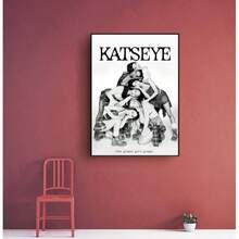 1 pièce Affiche sur canevas du groupe Katseye sans cadre - Affiche de style coréen minimaliste, texte Katseye en évidence, portrait en noir et blanc - Cadeau parfait pour le groupe de filles, décoration murale moderne pour la chambre, le salon, le bureau - Œuvre imprimée sur canevas - Multicolore - Voir 5