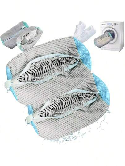 1/2pcs Shoe Cleaning Bag, Dedicated Shoe Washing Bag, Travel Shoe Bag, Portable Machine Washable Shoe Bag, Prevent Shoe Deformation, Cleaning Bag. Suitable For Washing Machine And Dryer, Reusable Mesh Laundry Bag For Adult And Kids Shoes. Our Shoe Cleaning Bag, 360° All-Around Shoe Bag - Anti-Deformation, Machine Washable, Air Dryable, Thick Velvet Lining Protective Laundry Bag, Suitable For Sports Shoes And Casual Shoes, Thorough Cleaning, Time And Effort Saving, Highly Efficient Cleaning.