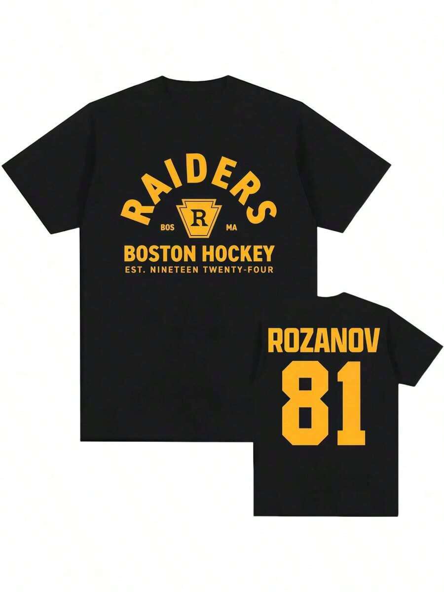 Llya Rozanov 81Bos Raiderse Tee TV Heated Rivalry Printing T-Shirt Short Sleeve Cotton Fashion Male Tshirts Unisex Streetwear Top2026 - màu đen - Xem 1