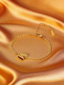 MONALLY Dainty Charm 18K Gold Plated Stainless Steel Butterfly Bracelet For Women Waterproof Hypoallergenic Charm Jewelry Fashion Accessory For Daily & Party Wear - Butterfly - View 6
