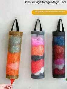 Wall-Mounted Plastic Bag Dispenser, Garbage Bag Hanging Storage Rack, Kitchen Trash Organizer