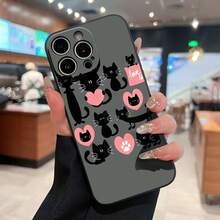 猫の愛のパターンの電話ケースは、 12、13、14、15 Pro、 14 Plus、 15、16 Pro Max、 17、 17 Pro、 17 Pro Max、 17 Airと互換性があります。TPU素材で滑りにくく、落下に強い、クラシックなストレートエッジとわずかにつや消しされた感触。自分自身、家族、友人、恋人、ボーイフレンドへのプレゼントに最適です。 - ブラック - チェックする 3