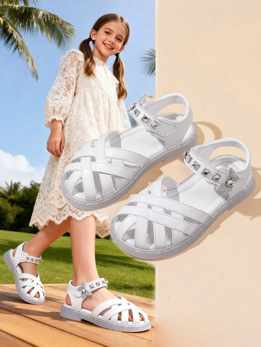 Children's Sandals, Girls' Princess Shoes, 2026 Summer New Style, Stylish Soft Soled Anti Slip Roman Shoes For Little Girls Sandals - White - View 1