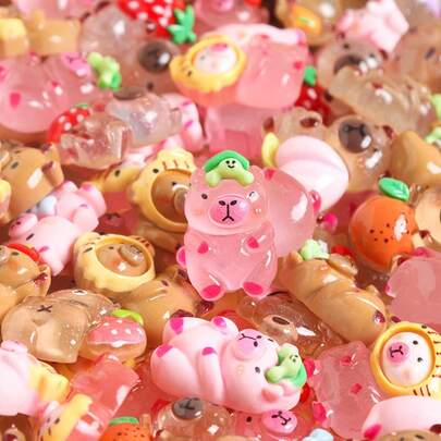 Random 1/10/20/30pcs Capybara Resin Decorative Accessories, Suitable For Hair Accessories, Photo Frames, Vanity, Phone Cases And Other DIY Crafts, Great For Valentine''s Day And New Year Gifts