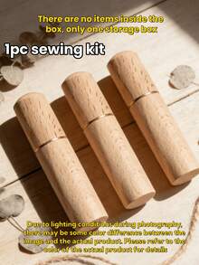 木制缝纫针收纳盒 - 便携式圆柱形盒，带金色标签，适用于刺绣、编织和手工制作 - 小巧的缝纫用品盒，可存放珠子、金属丝、手工制品等