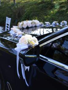 婚车后视镜、门把手、车头装饰花、人造玫瑰花、婚礼节日装饰花束、婚车鲜花 - 香檳色 - 查看 4