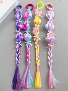 Girls' Braided Wigs, Handmade Colorful Dopamine Lantern Braids, Painted Braided Wigs, Suitable For Daily Wear And Parties - Multicolor - View 1