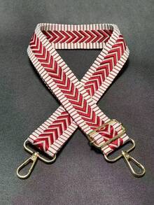 可调节替换肩带，采用红白波浪网布面料，通用替换肩带，带金属扣，可互换肩带，适用于各种包袋