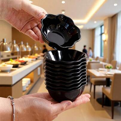 LAISONWARE 10pcs Black Sauce Dish Set - Made Of Shatterproof Plastic Material, Suitable For Dipping Sauces, Condiments And Snacks | Dishwasher , Easy To Clean And Durable | Ideal For Home Kitchen, Picnics And Gatherings