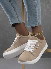 2026 New Women's Fashion Casual Shoes, Minimalist Lightweight Soft Sole Lace-Up Sneakers - Khaki - View 5