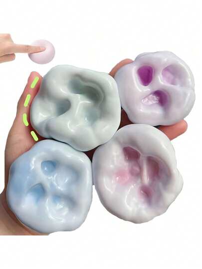 4pcs Fun Stress Relief Soft Mochi Squishies, Highly Elastic, Gently Press To Bounce Back And Change Color. Handmade, Novelty, Suitable For Office Entertainment, Birthday Parties And Holiday Gatherings. Also Perfect Gifts For Thanksgiving, Easter, Halloween And Christmas.