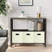Black Foldable Storage Cubes Bins , Fabric Storage Box Cubes Organizer Baskets With Dual Handles For Home Organizer Creamy-White Gold - 奶油白金 - 查看 5