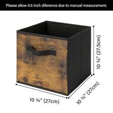 Cube Storage Bins, Cube Storage Organizer With Handles, Foldable Storage Cubes, Cubby Bins, Wood Print Storage Bins, Fit Cube Storage Unit, Rustic Brown, 13 Inch 6-Pack - 鄉村棕色-6件裝 - 查看 8