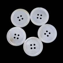 5-20pcs Freshwater Pearl Round Shirt Buttons, Pearlescent & Matte White Thin Rim, 4-Hole Resin Buttons, Shirt Buttons, Handmade DIY Jewelry & Clothing Accessories - White - View 10