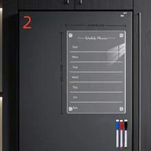 一套亚克力磁性冰箱贴计划板 - 1块12x8英寸透明干擦白板，带待办事项清单和购物清单，3支水性马克笔，1个板擦 - 磁性冰箱贴白板 - 彩色 - 查看 10