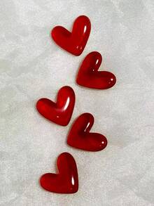 10个/包，约16.5克，包含全新半透明树脂心形贴纸、乳胶手机壳DIY材料、V形简约配件，可用于制作耳环、手链、项链、戒指和发夹等装饰品。 - 紅色 - 查看 13