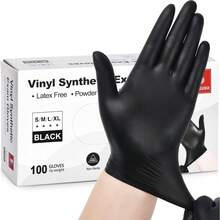 Schneider Vinyl Synthetic Exam Gloves, 4 Mil, Latex Free Disposable Gloves For Medical, Cooking, Cleaning, And Food Prep Christmas Decor, Holiday Decor,  Christmas Tree Ornaments,  Winter Holiday Decor, Christmas Gifts,New Year Gifts,New Year Decorations - 02 黑色(中 100) - 查看 1