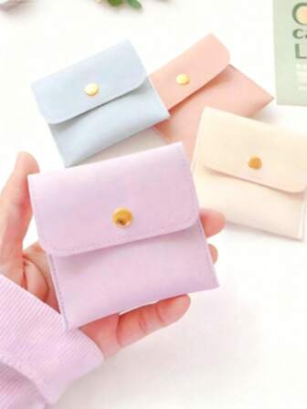 Premium PU Leather Snap Closure Jewelry Bags - 10pcs Random Styles Gift Storage Pouches For Necklaces Rings Accessories