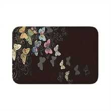 1 Doormat, High-Quality Flannel Non-Slip Carpet, Butterfly Pattern, Ideal Gift, Machine Washable Without Fading, Water-Absorbent Polyester Blend Material, Suitable For Living Room, Bathroom, Bedroom Carpet, Home Decoration, Size 15.7* 23.6inch - 彩色 - 查看 8