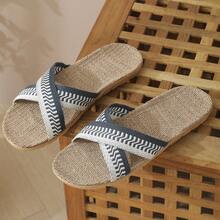 Men's Linen Slippers, Simple & Versatile, Quiet Indoor Slippers - Blue - View 6