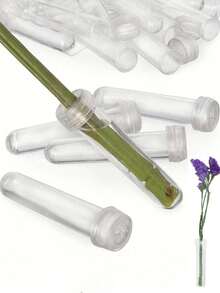 10/1pc Transparent Leak-Proof Flower Preservation Tubes With Sealing Caps, Mother'S Day Flower Preservators, Spring/Summer Flower Arrangement Tools, Graduation Party Decorations, Home Decor, Wedding Center Ornaments, Preserved Flower Vase Decorations, Home Decor - Multicolor - View 2