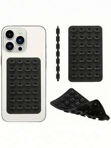 1/4pcs Brand New Silicone Suction Cup, Square Double-Sided Phone Suction Cup Stand, Sticky Phone Case Stand, Silicone Phone Accessory Suitable Compatible With Iphone And Android Phones, Hands-Free Mirror, Shower Phone Stand, With Vibration Function For Video And Self-Take Photos, Universal Charger Suction Cup Case