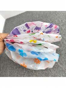 Random Colors 4 Pcs Colorful EVA Shower Cap, Oil-Free, With Pattern And Dot, Suitable For Adults, Shower Cap Accessories - Random Color - 4 Pieces - View 8
