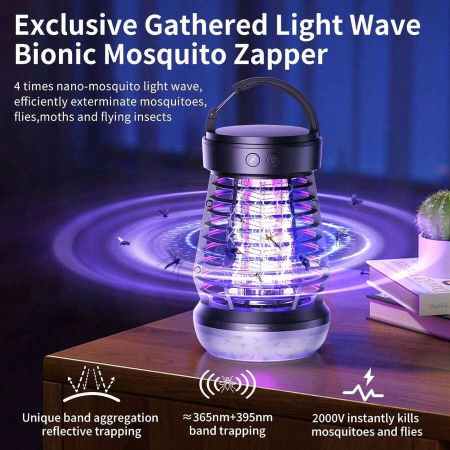 1pc Electric Mosquito Killer Lamp USB Rechargeable Insect Catcher Lighting 2-In-1 Portable Home Outdoor Electric Mosquito Killer + Suitable For Outdoor Camping Tents, Community Roads, Courtyards, Parks, Gardens, Campuses + Indoor Bedrooms, Living Rooms, Kitchens + Can Be Hung Or Placed Flat - Multicolor - View 1