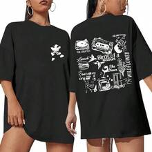 1pc Women's Oversized Concert Album Shirts Rock Band Tees For Women Hip Hop Gifts For Concert Lovers Music Festival Outfits Tops  For All Seasons - 黑色 - 查看 1